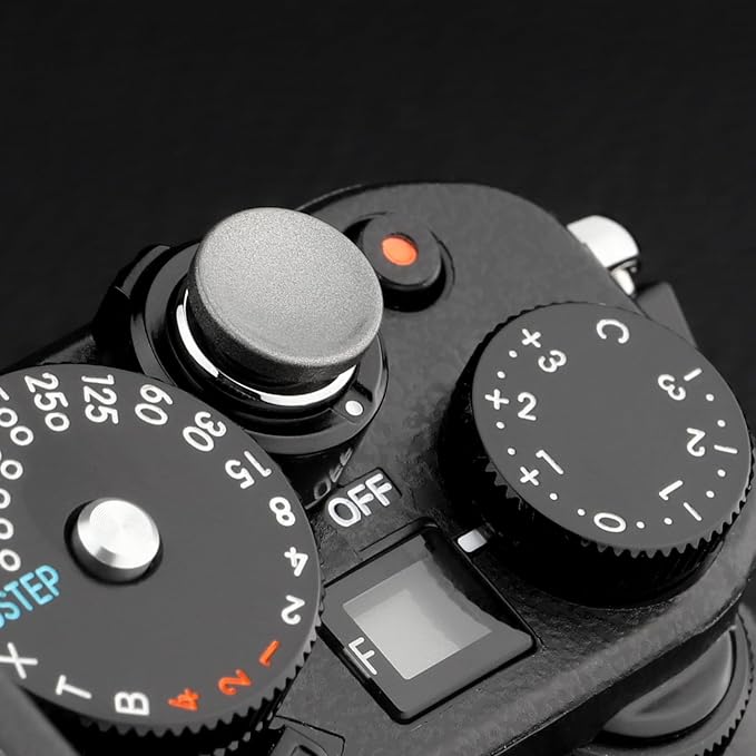 Haoge Metal Shutter Release Button for Canon F-1 Nikon ZF DF M2 F3 Olympus Pen-F PENF Fujifilm X-Pro2 XPro2 X-Pro3 XPro3 X-T30 XT30 X100F X100V XE5 XM5 Concave Surface Gray