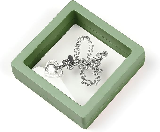 Ring Challenge Coins Display Stand, 3D Display Floating Frame Jewelry Medallion Specimen, Ring Shadow Box Case, 2.75"x2.75"x0.79"(Green - 2PCS)