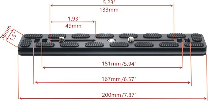PU-200 200mm Universal Lengthened Quick Release Plate Slide Rail with D-Ring Screw for Tripod Ball Head DSLR Camera, Arca-Swiss Compatible