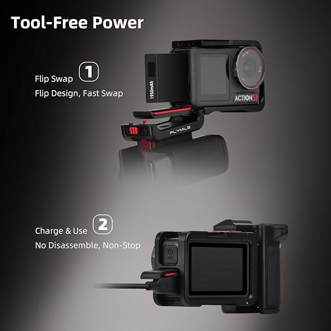 Grip Kit for DJI Action 5 Pro 4 3 (with Cage), Handle Holder Bundle Expansion Mount with Shutter Button, Quick Release Adapter, Cold Shoe for DJI Osmo Action 5 Pro 4 3 Accessories