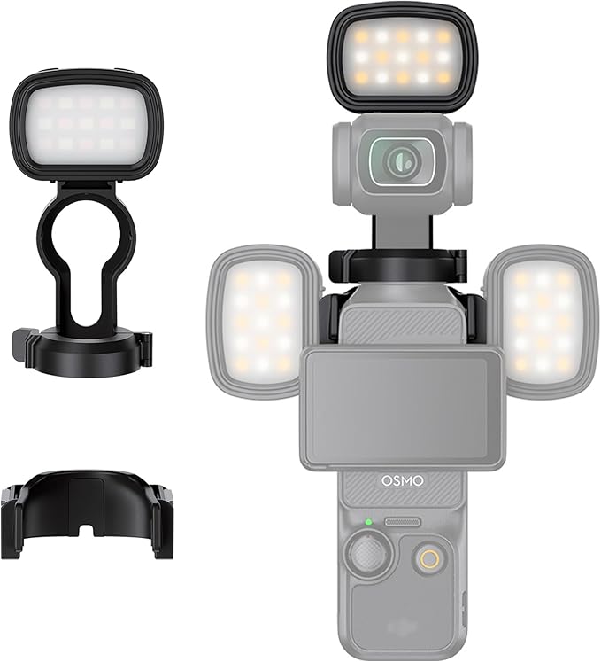 JJC Magnetic Mini LED Light for DJI Osmo Pocket 3 Creator Combo, 3000K/4500K/6500K, CRI 95+, Brightness Adjustable, Pocket3 Vlog Accessories Rechargeable Selfie Lighting