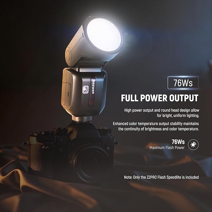 NEEWER Z2PRO-F 2.4G TTL Round Head Flash Speedlite Compatible with Fujifilm, Wireless Compatible with Godox, 76Ws 1/8000s HSS, Upgraded UI, TTL/M TCM Switch, 7.2V/3000mAh Battery, 600 Full Power Flash