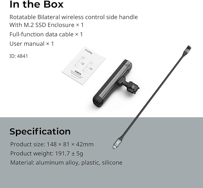 SMALLRIG Rotatable Bilateral Quick Release Side/Top Handle with Wireless Control and M.2 SSD Enclosure, for SMALLRIG HawkLock Mobile Phone Quick Release Ecosystem - 4841
