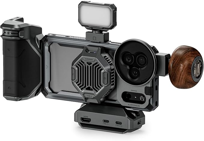 Tilta Khronos Ultimate Kit Compatible with iPhone 17 Pro Max– Space Gray | Focus PD Handle with Battery | USB-C Hub with HDMI & ARCA Plate | Cooling Module | 58mm ND Filter Tray | LED Light