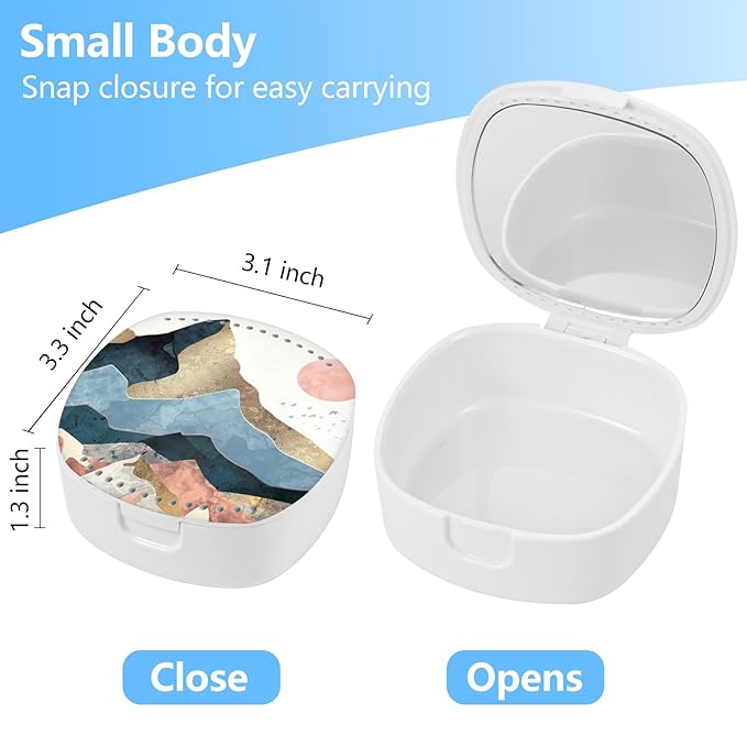 Retainer and Mouth Guard Case With Mirror and Ventilation Holes - Orthodontic Aligner, Denture, Night Guard - Setting Sun
