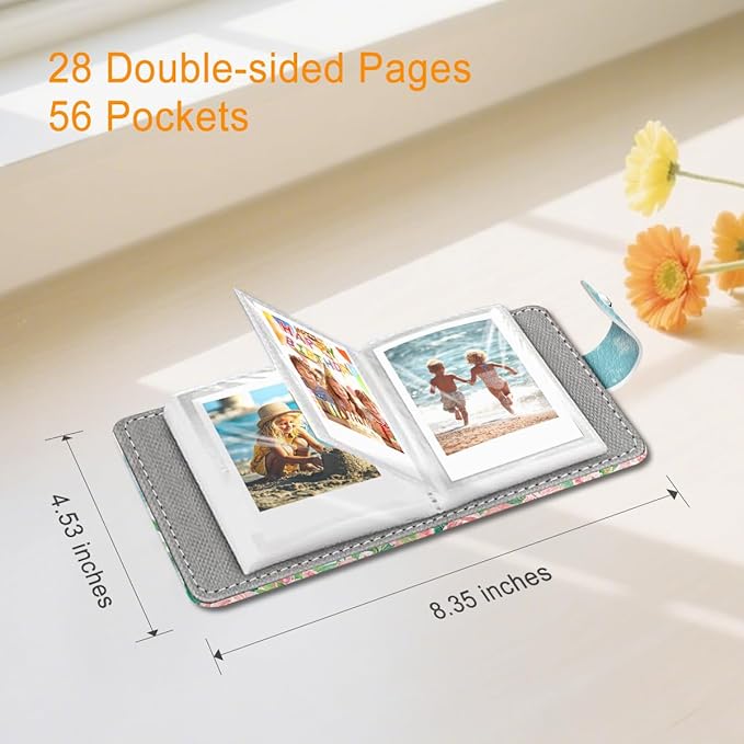 Lebrocoli Butterfly Small Photos Album for 2x3 Inch Films, 56 Pockets Mini Cute Albums Book for Polaroid Fujifilm Instax Mini Instant Camera Printer, Kpop Photocard Pictures Binders Holders Storage