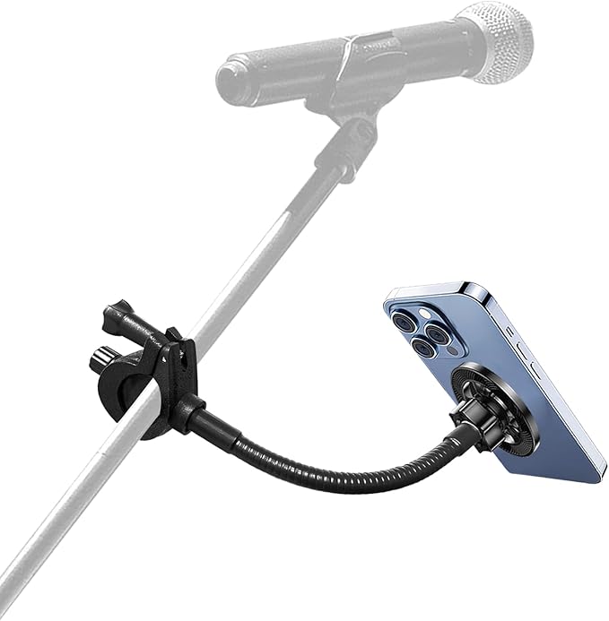 for Magsafe Mic Stand Phone Holder, Flexible Phone Holder for Microphone Stands Super Magnets iPhone Mic Stand Holder Music Stands Phone Mount for iPhone 15 14 13 12 Pro Max Plus Max Mini