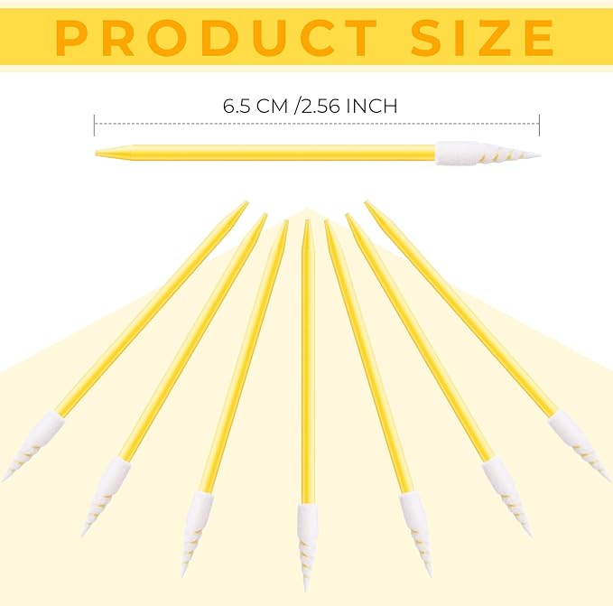 Chinco 200 Pieces Cleaning Swab Sticks Sponge Foam Tip Swabs for Inkjet Printer, Print Head, Camera, Optical Lens, Optical Equipment (Yellow)