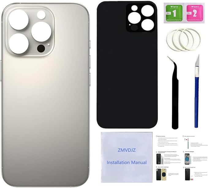 16 Pro Max Back Glass Replacement for iPhone 16 Pro Max Back Cover Glass (Natural Titanium, 6.9 inches) with Pre-Installed Tape +Installation Instruction + Repair Tools (Natural Titanium)