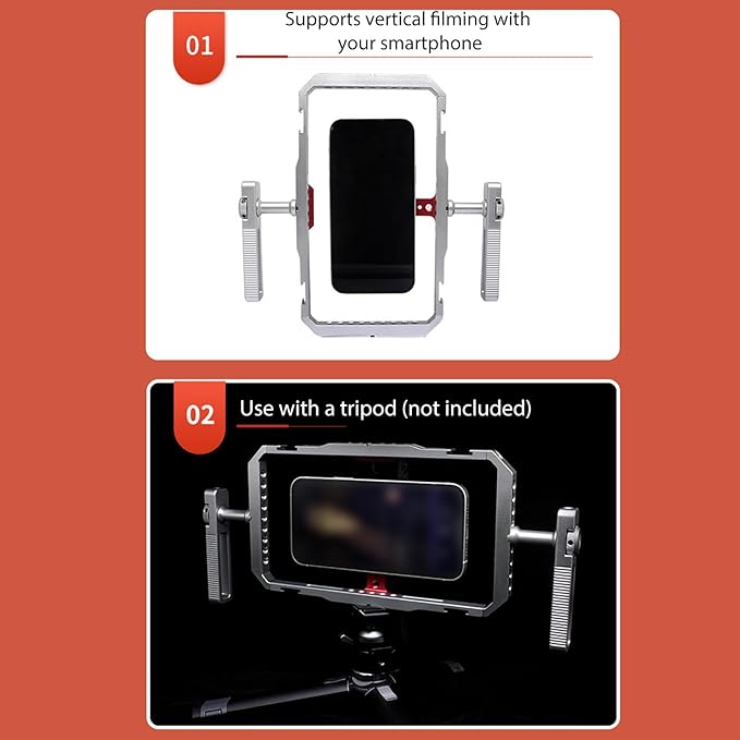 Andoer Mobile Phone Cage with Dual Handles Aluminum Alloy Smartphone Video Rig with Cold Shoe Mount