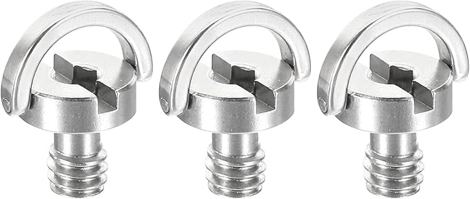 PATIKIL 1/4-20 Thread 13mm Length D-Ring Stainless Steel Camera Fixing Screws, 3 Pack D Shaft Quick Release Plate Screw for Camera Tripod/Monopod, Silver