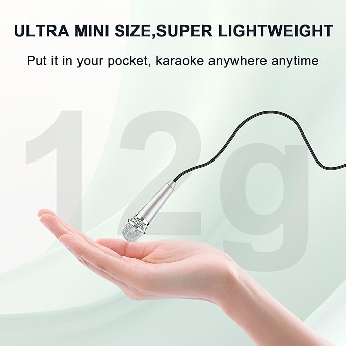 USB C Mini Microphone Karaoke, Portable ASMR Microphone for Android Phone/iPhone 15/Laptop/Mac, Wired Mic for Voice Recording, Singing, Interviews, Vlogs, YouTube, TIK Tok (Silver)