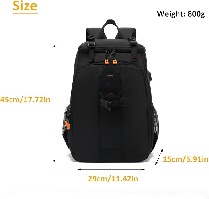 Brrnoo Lightweight Camera Backpack with USB Charging Port – 800g Water-Resistant Professional DSLR Bag with Tripod Strap, 15.6" Laptop Compartment & Gear Organizer for Photographers & Travelers