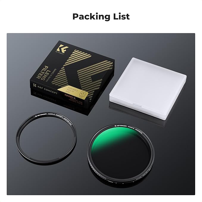 K&F CONCEPT 58mm Magnetic Variable ND Lens Filter ND2-ND32 (1-5 Stops) + 58mm Basic Ring Kit, No X Cross Magnetic Adjustable Neutral Density Filter with 28 Multi-Layer Coatings (Nano-X Series)