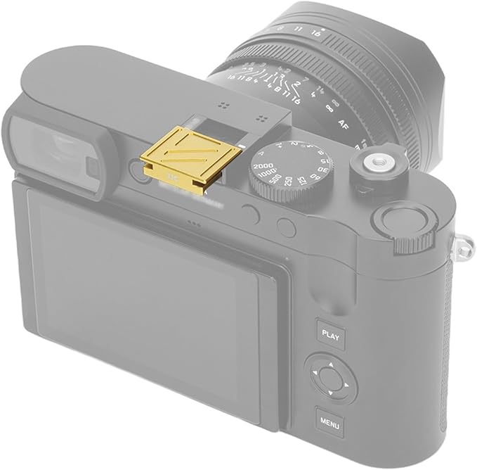 Upgraded Q3 43 Q2 Metal Hot Shoe Cover Protector Cap with Full-Coverage Design Special Designed for Leica Q3 43 /Q3/Q2 Digital Camera , Aluminum Alloy Q3 43 Hotshoe Cover with Silicone Cushion - Gold