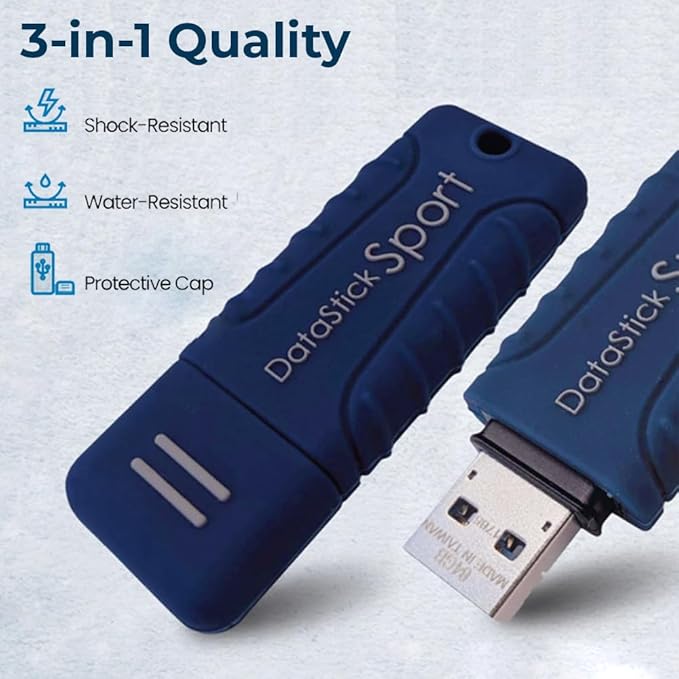 Centon Electronics MP Essential USB 3.2 Gen1 DataStick Sport Flash Drive, 8 GB, 10 USB Flash Drives, 10 Bulk Pack, Navy Blue