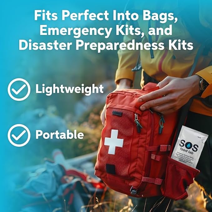 Emergency Water Pouches 2 Day Supply (12 Count, 4.2 Fl Oz Each) - Triple Purified, UV Sterilized Filtered Drinking Water for Disaster Preparedness & Survival Kits - 5 Year Shelf Life, US Navy Approved