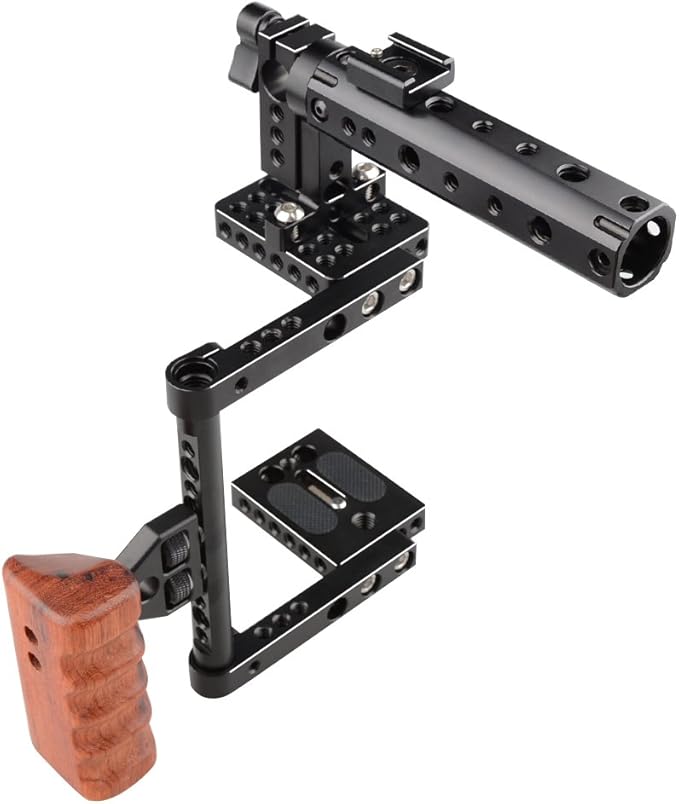 CAMVATE DSLR Camera with Cage Top Handle Wood Grip for 600D 70D 80D - 1373