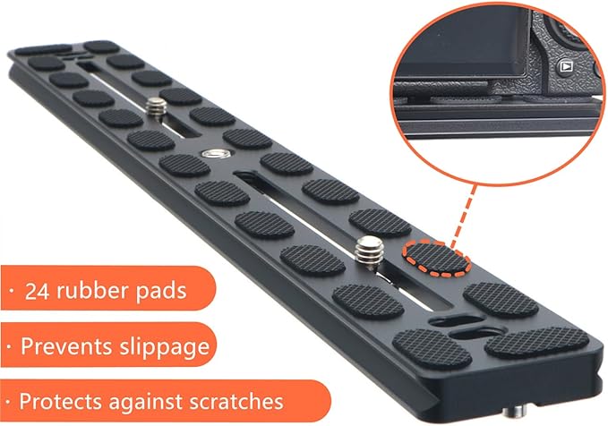 PU-350 350mm Universal Long Quick Release Plate Dual Dovetail Slide Rail with D-Ring Screw for Ball Head Tripod Mount DSLR Camera Arca Swiss Compatible