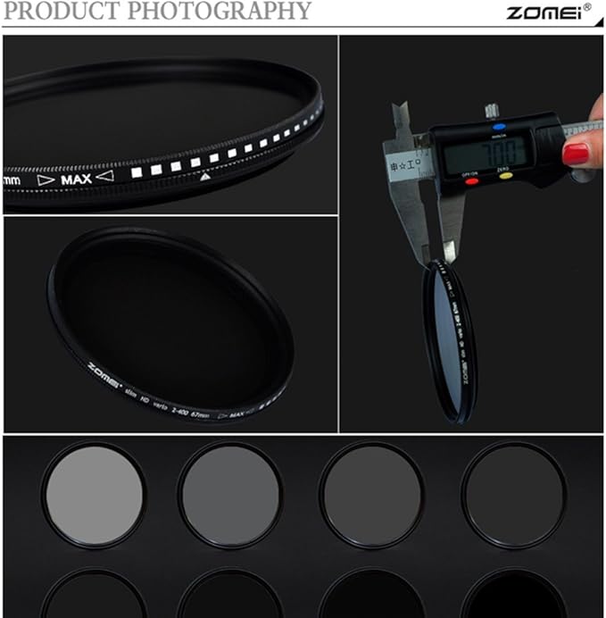Zomei 49mm Ultra Slim ND2-ND400 Fader Variable Neutral Density Adjustable ND Lens Filter Optical Glass