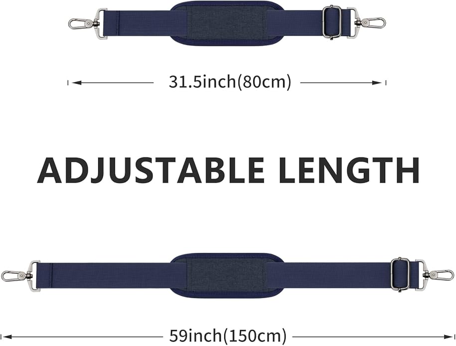 RAINYEAR 59 Inch Shoulder Strap for Bag, Adjustable Soft Padded Replacement Shoulder Strap with Metal Hooks for Messenger Bag