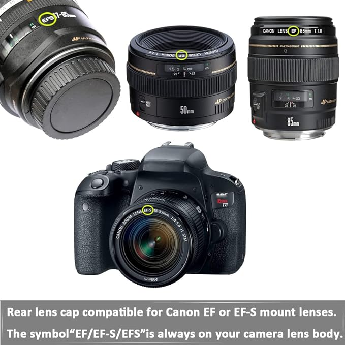 Rear Lens Cap and Front Body Cap for Canon EOS 850D 250D 90D, Rebel SL3 T8 T8i T7, 200d ii, and More Canon DSLR and Hot Shoe Cover with Bubble Spirit Level Fire Rock (2 Sets)
