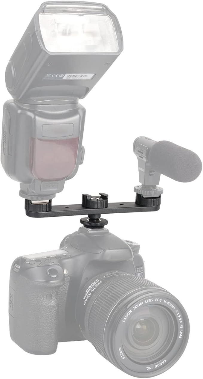 ChromLives Triple Cold Shoe Extension Mount Hot Shoe Base Adapter Extension Bar Bracket with 1/4 Screw for Tripod/Microphone/LED Light Compatible with Canon Sony Cameras…