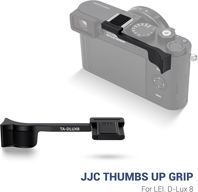 Thumb Up Grip for Leica D-LUX8 DLUX8, Aluminum Alloy Thumb Grip with Hot Shoe Cover Protector Thumb Rest Support Holder, Not Affect The Use of DLUX8 Camera Buttons, D-LUX 8 Camera Accessories - Black
