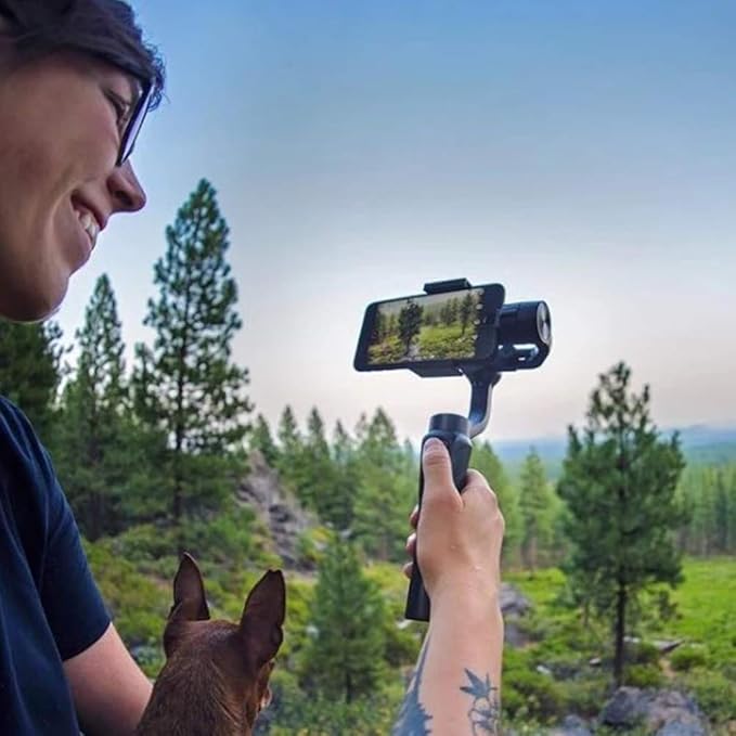 Asixxsix Face Recognition 3‑Axis Stabilizer, 3‑Axis Phone Stabilizer, Panoramic Mode Smart Tracks for Streaming Media
