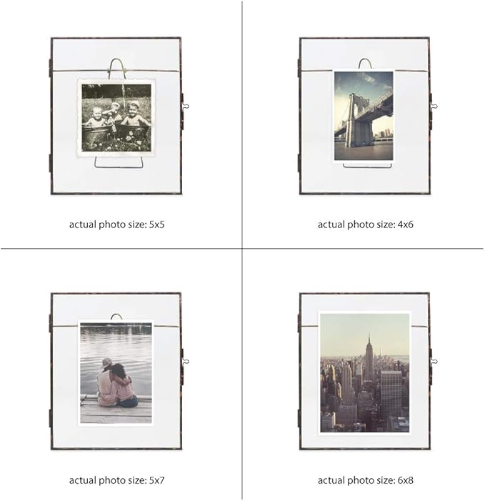 Isaac Jacobs 8x10, Antique Bronze, Vintage Style Brass and Glass, Metal Floating Picture Frame (Vertical) with Locket Closure, for Photos, Art, & More, Tabletop Display (8x10 Antique Bronze)