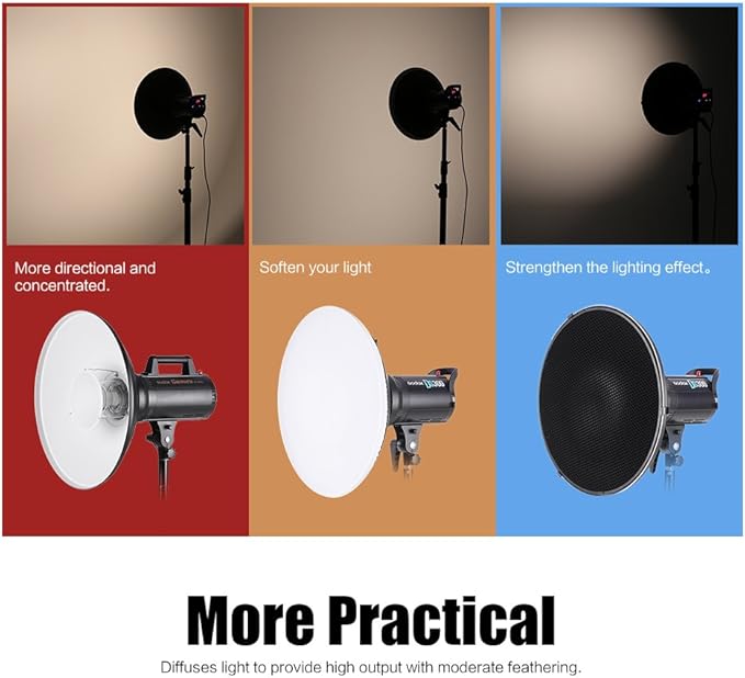 Andoer 16inch Bowens Mount Beauty Dish Diffuser Reflector + Honeycomb Grid + Soft Cloth White Inner for Photo Studio Bowens Strobe Light Speedlite
