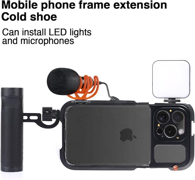 Phone Cage Video Rig for iPhone 15 Pro MAX, Single Handheld Phone Cage Kit, Phone Stabilizer for Video Recording