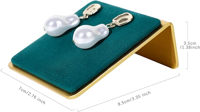 GemeShou Gold earring stands and displays for show, Green velvet earring holders, Jewelry display stands for selling【Green】