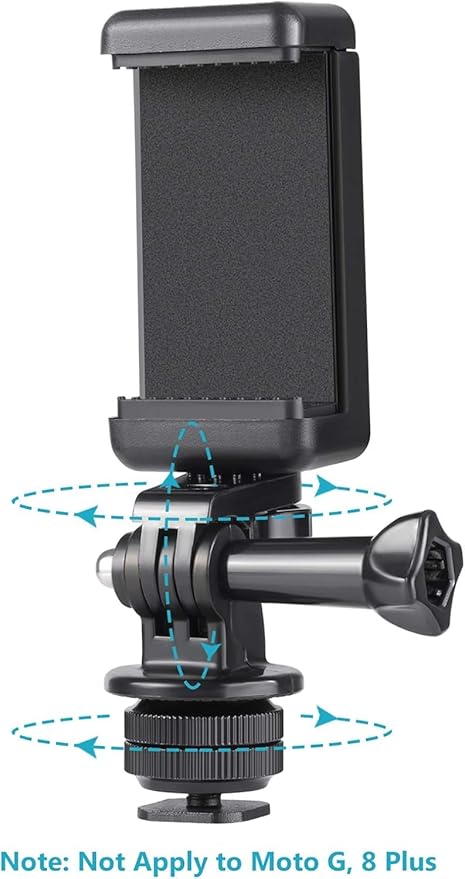 NEEWER Phone Holder/Hot Shoe Mount Adapter Kit Action Camera Mount Compatible with GoPro Hero 12 11 10 9 8 7 6 5 DJI OSMO Action 4 3 2 iPhone 15 Pro Max 14 13 Pro Samsung S23 for DSLRs Ring Light