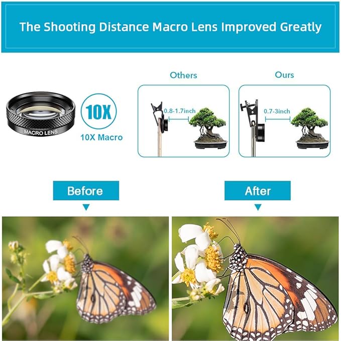 MIAO LAB 11 in 1 Phone Camera Lens Kit - Wide Angle Lens & Macro Lens+Fisheye Lens/ND32/kaleidoscope/CPL/Color Lens Compatible with iPhone Samsung Sony and Most of Smartphone