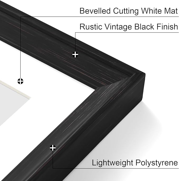 Vittanly 12x12 Picture Frames Set of 2, Ornate Vintage Photo Frame for Wall or Tabletop, Display 8x8 Pictures with Mat or 12x12 without Mat, Vintage Black