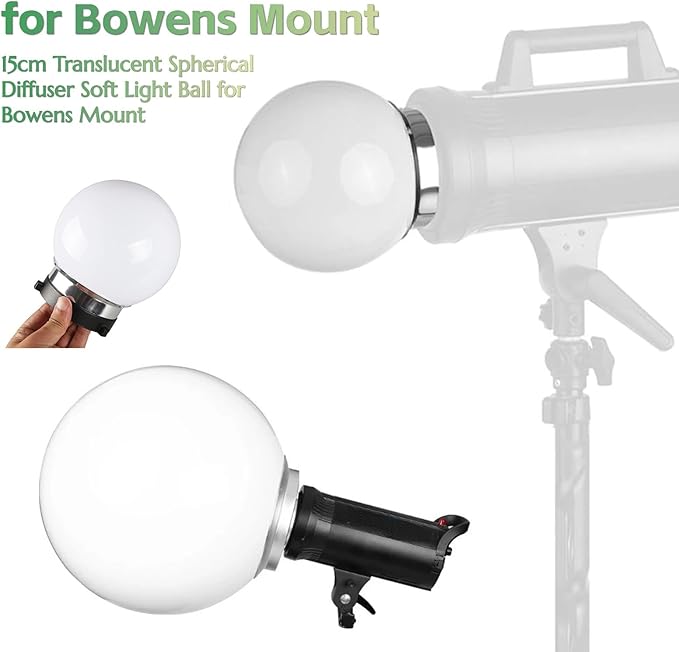 Soft Light Ball for Photography, 15cm Translucent Diffuser Soft Light Ball for Bowens Mount, 360° Lighting Angle, General Flash Lampshade Diffusion Dome for Advertising Art Portrait