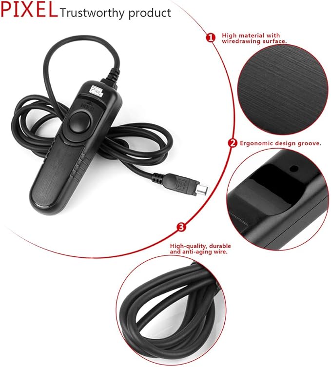 Shutter Release Cord, Pixel RC-201 Cable Shutter Release for Can EOS DSLR Cameras Replaces Canon RS-80N3