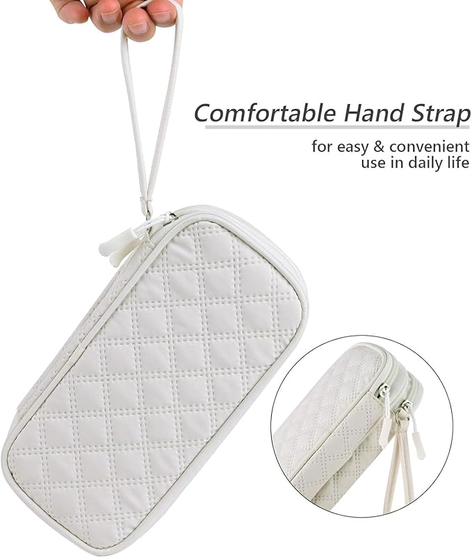 COOTHINE USB Flash Drive Holder Case, Portable Storage Bag Organizer for Samsung/Sandisk Memory Stick/Thumb Drive/Jump Drive/SD Card, with 18 Slots (White Beige)