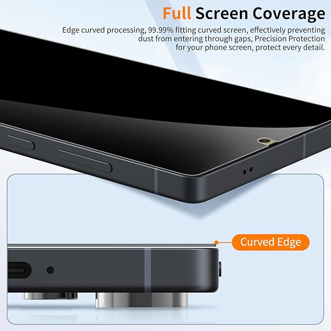 posidentists 2 Pack Privacy Screen Protector for Galaxy S25 Ultra【6.9" 】 with Auto-Alignment Kit, Auto Dust,9H+ Military Grade Shatterproof, iPhone Air Anti-Spy Tempered Glass Film,Case Friendly