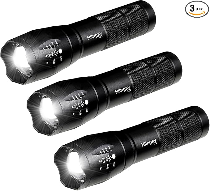 3 Pack LED Rechargeable Flashlight, Super Bright Small Mini Camping Flashlights Zoomable Beam, Convenient USB C Charging for Camping Hiking Outdoor Home Emergency