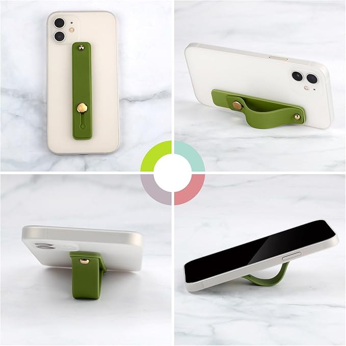 Weewooday 12 Pcs Phone Grip Strap Telescopic Finger Strap Bracket Portable Phone Finger Kickstand Handle Grip Holder(Classic Colors)