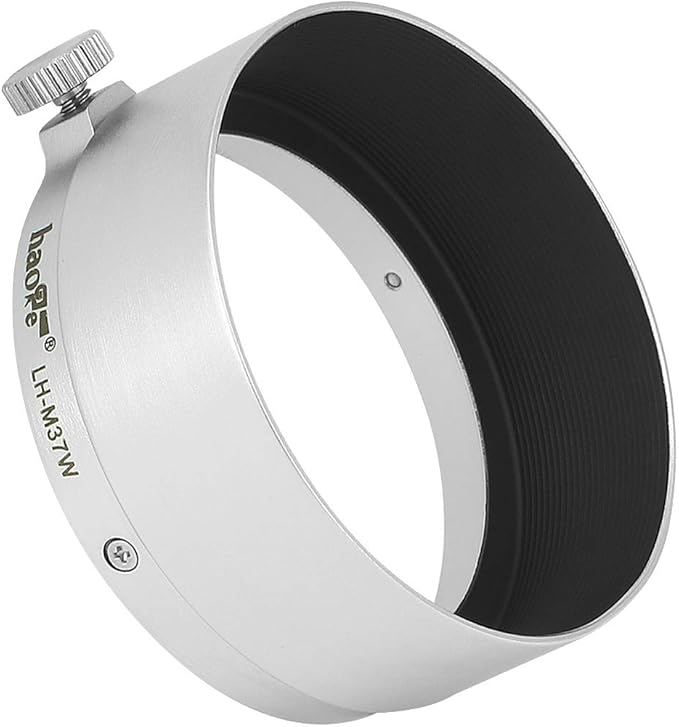 Haoge LH-M37W Metal Lens Hood for Leica Leitz Elmar 3.5cm 35mm f3.5 A36, Elmar 50mm f3.5 A36, Summaron 3.5cm 35mm f3.5 A36 and Other Lens with 36mm Outside Size Silver
