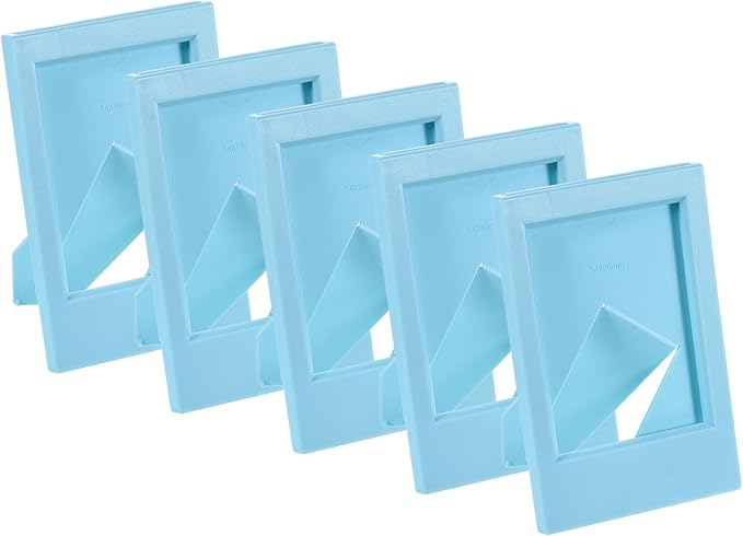 uxcell 5 Pcs Mini Picture Frames 2.4 x 3.6 Inch Rectangle Small Picture Photo Frame Holder for Tabletop Display Photos Paintings Landscape Posters Artwork, Blue