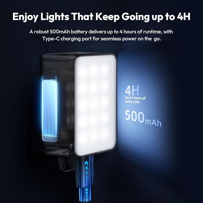 ULANZI LM001 Magnetic Mini Light for DJI Osmo Pocket 3/Xtra Muse, 2W USB C Rechargeable Auxiliary LED Fill Light, 500mAh, 5800K, CRI ≥95, IPX4 Water Resistance, Brightness 3 Levels Adjustable