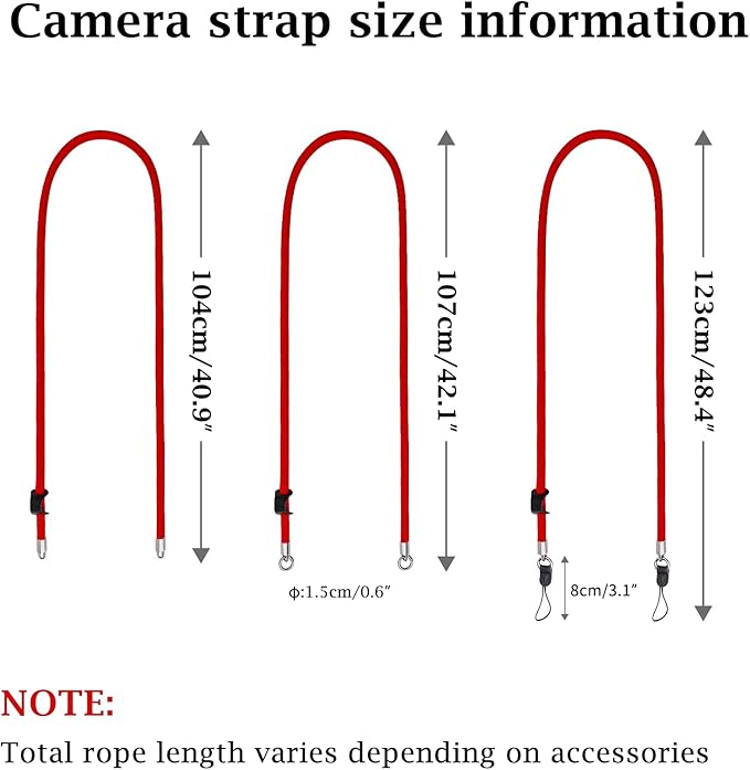 VOVMOEYA Camera Strap Rope,Camera Neck Strap Shoulder Strap for Fujifilm X100VI X100V XS20 XT5 for A6000 A6100 A6400 A6700 A7IV for Canon EOS R6 R10 for Nikon Zf Z5 Z30 - Red