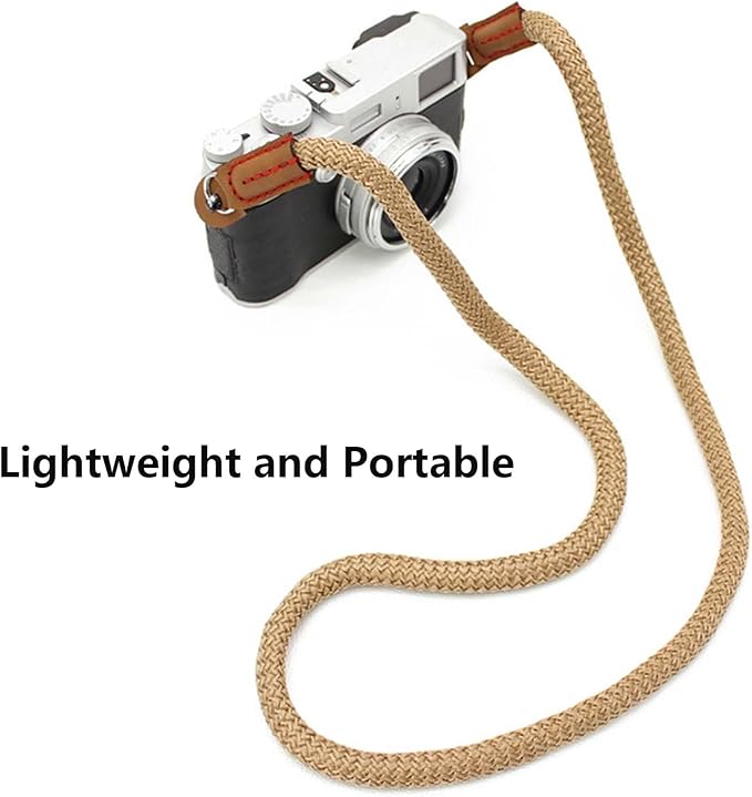 Adjustable Rope Camera Neck Strap – Braided Shoulder Strap with Secure O-Ring & Soft Leather Pad for DSLR, Mirrorless, and Digital Cameras