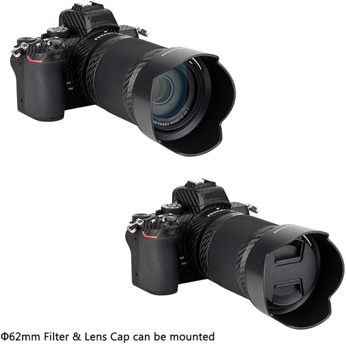 Reversible Lens Hood Shade for Nikon NIKKOR Z DX 50-250mm f/4.5-6.3 VR Lens and NIKKOR Z 50mm f/1.8 S Lens Replaces HB-90A HB-90 Lens Hood Available to Attach 62mm Filter & Lens Cap