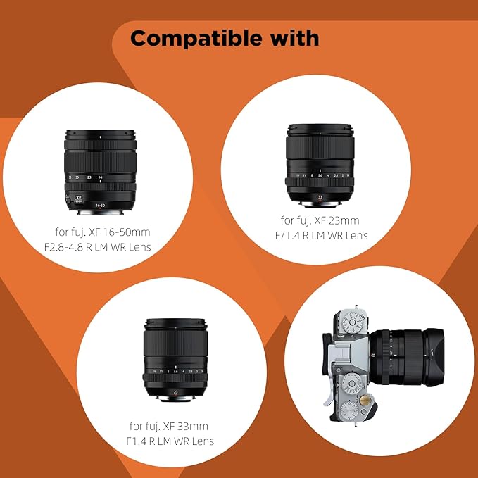 Haoge Lens Hood Metal Square Bayonet for Fujinon XF16-50mm F2.8-4.8 R LM WR,Fujifilm XF33mm F1.4 R WR Lens, Fuji XF 33mm f/1.4 R LM WR on Fuji XT50 X-T5 Camera,with Metal Front Cap