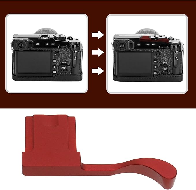 Metal Hot Shoe Thumb Up Rest Hand Grip Compatible with Fujifilm FinePix X-E4 X100F X100V XPro2 XPro3 DSLR Camera Hand Grip Aluminum Alloy Red